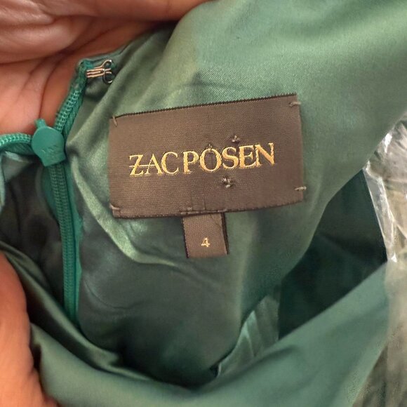 Zac Posen Vintage Green Silk Midi Dress in Size 4 - Picture 6 of 8